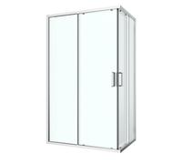 GoodHome Ledava Framed Clear Glass Rectangular Shower Enclosure - Corner Entry Double Sliding Door (W)80Cm (D)120Cm