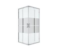 GoodHome Ledava Framed Mirror Chrome Effect Square Shower Enclosure - Corner Entry Double Sliding Door (W)90Cm (D)90Cm