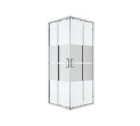 GoodHome Ledava Framed Mirror Chrome Effect Square Shower Enclosure - Corner Entry Double Sliding Door (W)76Cm (D)76Cm