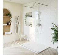 GoodHome Ledava Gloss Chrome Effect Clear Walk-In Shower Panel No Design (H)195Cm (W)120Cm