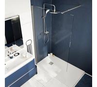 GoodHome Ledava Gloss Chrome Effect Clear Walk-In Shower Panel No Design (H)195Cm (W)80Cm