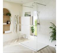GoodHome Ledava Gloss Chrome Effect Mirror Walk-In Shower Panel Strip (H)195Cm (W)120Cm