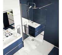 GoodHome Ledava Gloss Chrome Effect Mirror Walk-In Shower Panel Striped Pattern (H)195Cm (W)80Cm