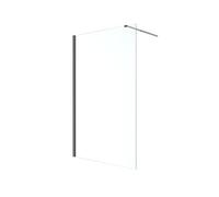 GoodHome Ledava Matt Black Textured Walk-In Wet Room Glass Screen (H)195Cm (W)120Cm