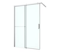 GoodHome Ledava Minimal Frame Chrome Clear Shower Door (H)195Cm (W)140Cm