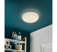 GoodHome Leto Round Satin Metal & Plastic White Brushed Effect Led Ceiling Light