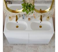 GoodHome Levanna Double Gloss White Rectangular Vanity Basin (W)120.6Cm