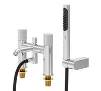 GoodHome Levanna Gloss Chrome Effect Deck-Mounted Bath Mixer Tap With Shower Kit