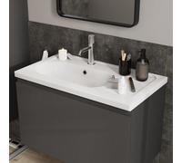 GoodHome Levanna Gloss White Rectangular Vanity Basin (W)80.6Cm