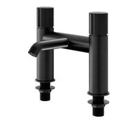GoodHome Levanna Matt Black Deck-Mounted Manual Double Bath Filler Tap