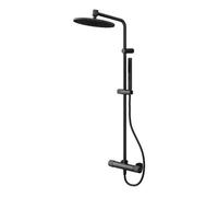 GoodHome Levanna Matt Black Wall-Mounted Thermostatic Multi Head Shower With 2 Heads & 1.5M Hose Length