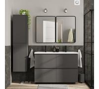 GoodHome Levanna Matt Dark Grey Freestanding Vanity Unit & Basin Set (W)1200mm (H)850mm