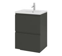 GoodHome Levanna Matt Dark Grey Freestanding Vanity Unit & Basin Set (W)600mm (H)850mm