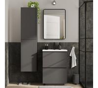 GoodHome Levanna Matt Dark Grey Freestanding Vanity Unit & Basin Set (W)600mm (H)850mm