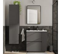 GoodHome Levanna Matt Dark Grey Freestanding Vanity Unit & Basin Set (W)800mm (H)850mm