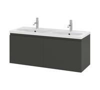 GoodHome Levanna Matt Dark Grey Wall-Mounted Vanity Unit & Basin Set (W)1200mm (H)480mm