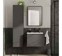 GoodHome Levanna Matt Dark Grey Wall-Mounted Vanity Unit & Basin Set (W)600mm (H)480mm