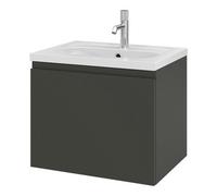 GoodHome Levanna Matt Dark Grey Wall-Mounted Vanity Unit & Basin Set (W)600mm (H)480mm