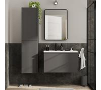 GoodHome Levanna Matt Dark Grey Wall-Mounted Vanity Unit & Basin Set (W)800mm (H)480mm