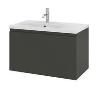 GoodHome Levanna Matt Dark Grey Wall-Mounted Vanity Unit & Basin Set (W)800mm (H)480mm
