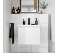 GoodHome Levanna Matt White Wall-Mounted Vanity Unit & Basin Set (W)600mm (H)480mm
