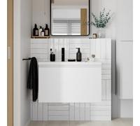 GoodHome Levanna Matt White Wall-Mounted Vanity Unit & Basin Set (W)800mm (H)480mm