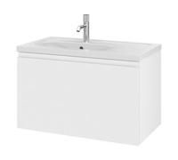 GoodHome Levanna Matt White Wall-Mounted Vanity Unit & Basin Set (W)800mm (H)480mm