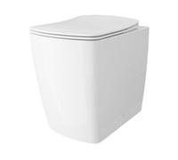 GoodHome Levanna White Rimless Back To Wall Square Toilet Pan With Soft Close Seat