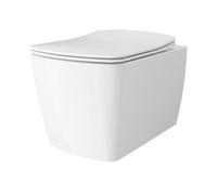 GoodHome Levanna White Rimless Wall Hung Square Toilet Pan With Soft Close Seat