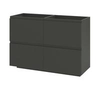 GoodHome Levanna Wide Matt Grey Double Freestanding Bathroom Cabinet (H) 850mm (W) 1200mm