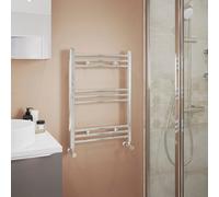 GoodHome Leyburn Chrome Effect 580Btu Vertical Towel Radiator (W)500mm X (H)700mm