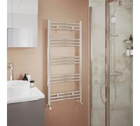 GoodHome Leyburn Chrome Effect 979Btu Vertical Towel Radiator (W)500mm X (H)1100mm