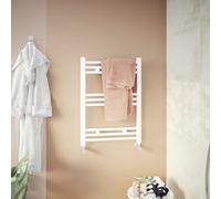 GoodHome Leyburn White 897Btu Vertical Towel Radiator (W)500mm X (H)700mm