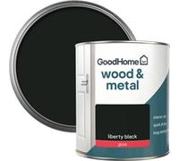 GoodHome Liberty Black Gloss Metal & Wood Paint, 750Ml