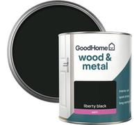 GoodHome Liberty Black Satin Metal & Wood Paint, 750Ml