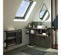 GoodHome Loreto Anthracite Flat Towel Warmer (W)800mm X (H)600mm