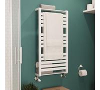 GoodHome Loreto White Flat Towel Warmer (W)500mm X (H)1000mm
