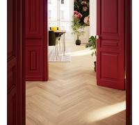 GoodHome Lulea Herringbone Natural Oak Effect Oak Solid Wood Flooring, 0.864M²