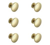 GoodHome Lybas Zinc Alloy Brass Effect Round Cabinet Knob (Dia)30mm, Pack Of 6