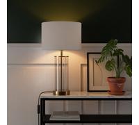 GoodHome Malkoha Round Satin Clear Antique Brass Effect Table Lamp