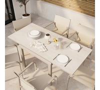 GoodHome Mallia Metal Beige 8 Seater Extendable Rectangular Dining Table