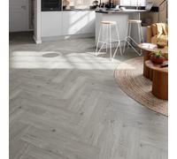 GoodHome Mambo Lulea Grey Natural Wood Effect Synchronised Herringbone Click Vinyl Planks, 2.24M²