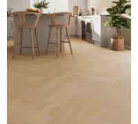 GoodHome Mambo Lulea Natural Knotted Wood Effect Synchronised Herringbone Click Vinyl Planks, 2.24M²