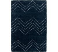 GoodHome Manzo Dark Blue Striped Medium Rug, (L)170Cm X (W)120Cm