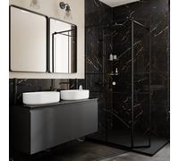GoodHome Marciana Black & Gold High Gloss Marble Effect Porcelain Indoor Wall & Floor Tile, Pack Of 2, (L)1200mm (W)600mm