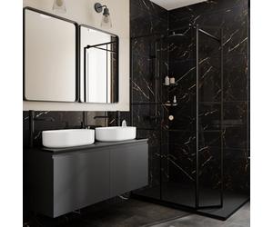 GoodHome Marciana Black & Gold High Gloss Marble Effect Porcelain Indoor Wall & Floor Tile, Pack Of 2, (L)1200mm (W)600mm