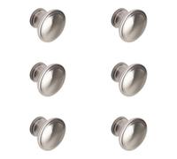 GoodHome Marmus Satin Zinc Alloy Nickel Effect Round Cabinet Knob (Dia)30mm, Pack Of 6