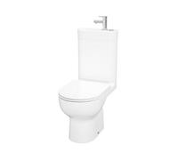 GoodHome Marvil White Open Back Close-Coupled Floor-Mounted Round Toilet & Basin Kit (W)370mm (H)885mm