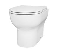 GoodHome Marvil White Vortex Rimless Slim Round Back To Wall Toilet With Soft Close Seat