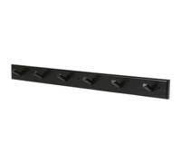 GoodHome Matt Black Wood 6 Hook Rail (L)685mm (H)60mm